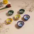 Multicolor - original blue pottery ceramic diyas (set of 6)