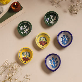 Multicolor - original blue pottery ceramic diyas (set of 6)