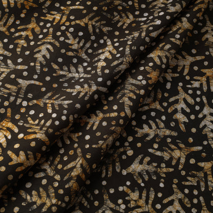 Black - Hand Batik Printed Pure Cotton Fabric