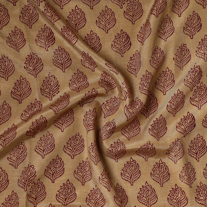 Brown - Traditional Chanderi Silk Handloom Precut Fabric (0.8 meter)