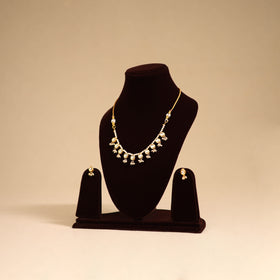 Yellow - handmade kundan work choker necklace set 38