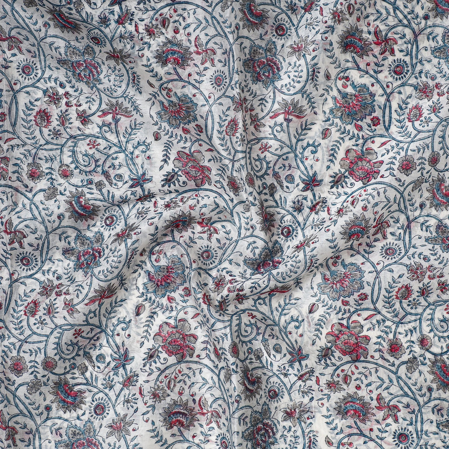 Grey - Traditional Chanderi Silk Handloom Precut Fabric (1.5 meter)