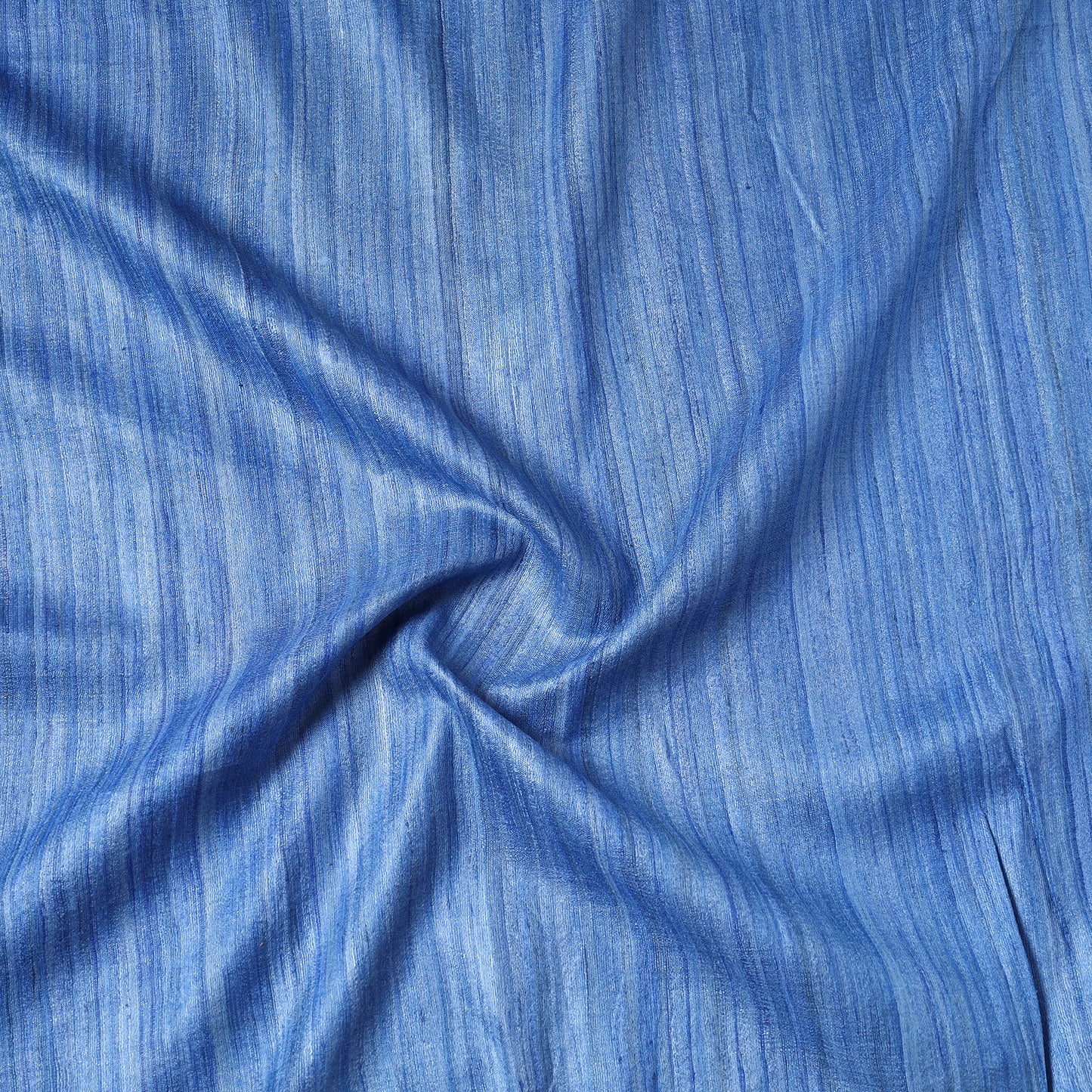 Blue - Vidarbha Handloom Pure Tussar Ghicha Silk Precut Fabric (0.95 meter) 16