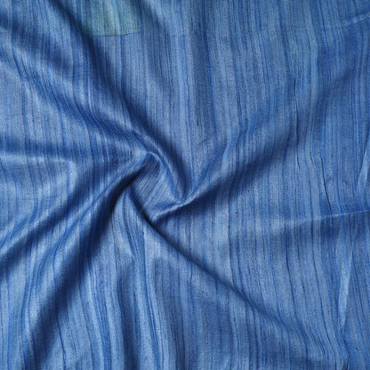 Blue - Vidarbha Handloom Pure Tussar Ghicha Silk Precut Fabric (1 meter) 19