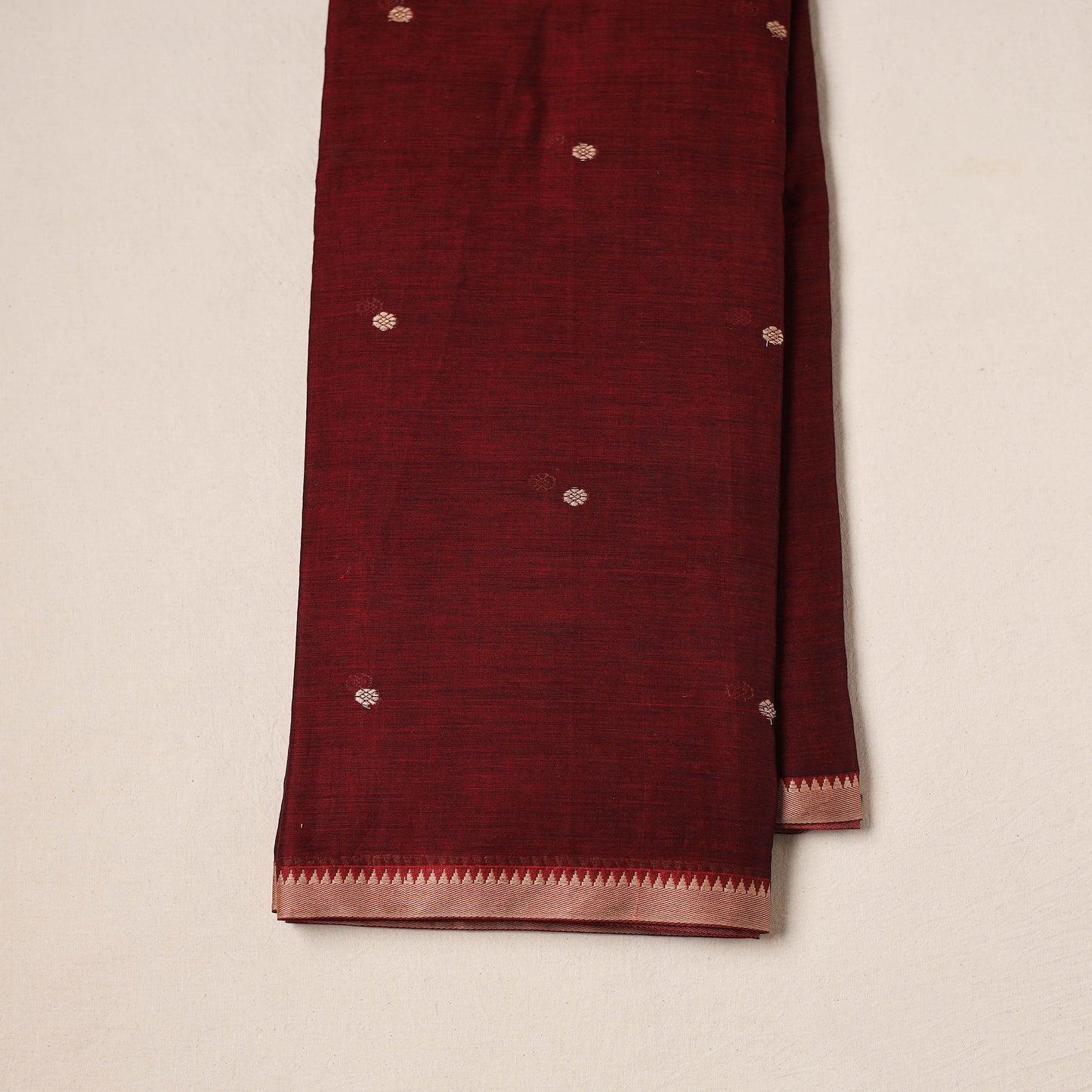 Dharwad Cotton Buti Plain Fabric with Thread Border 01