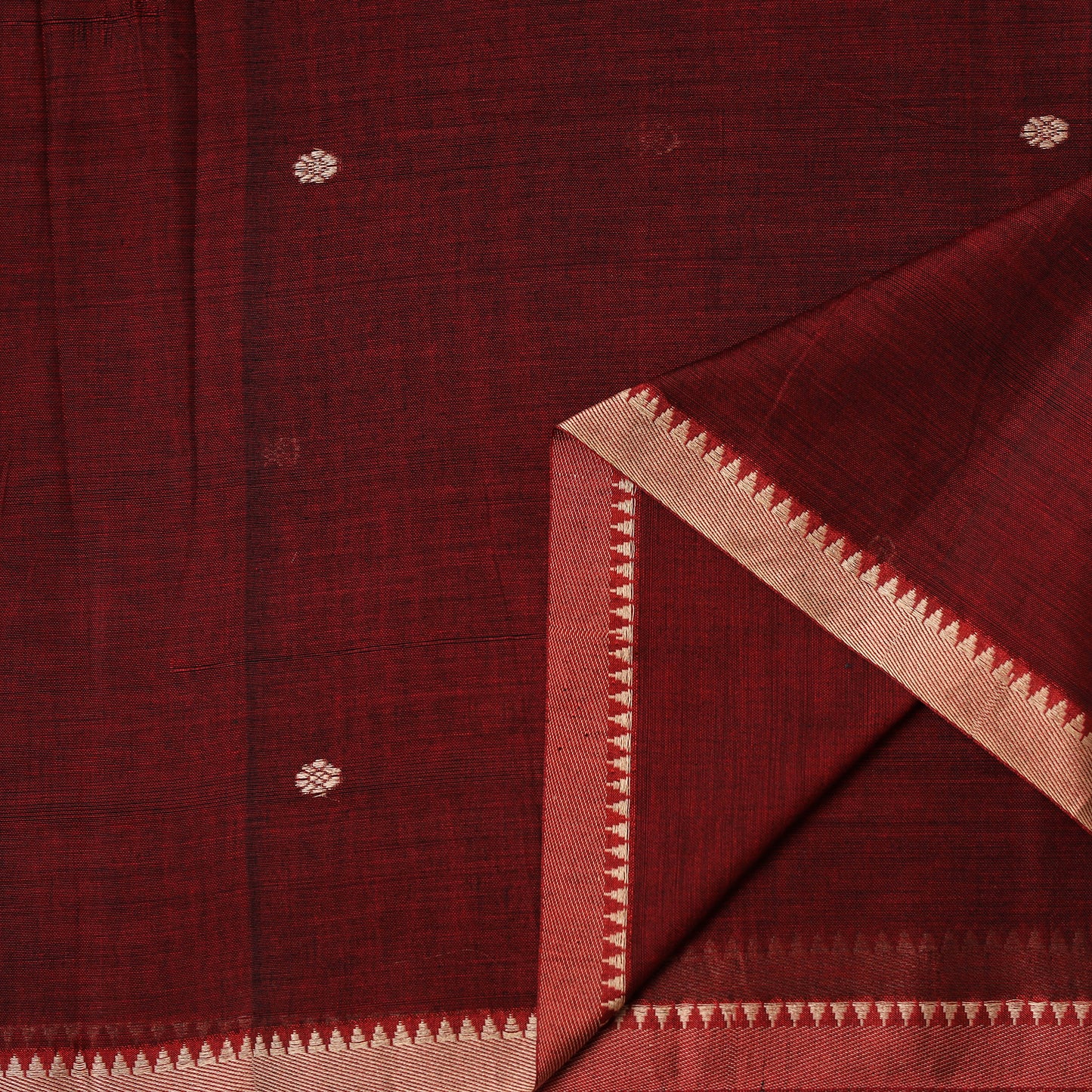 Dharwad Cotton Buti Plain Fabric with Thread Border 01