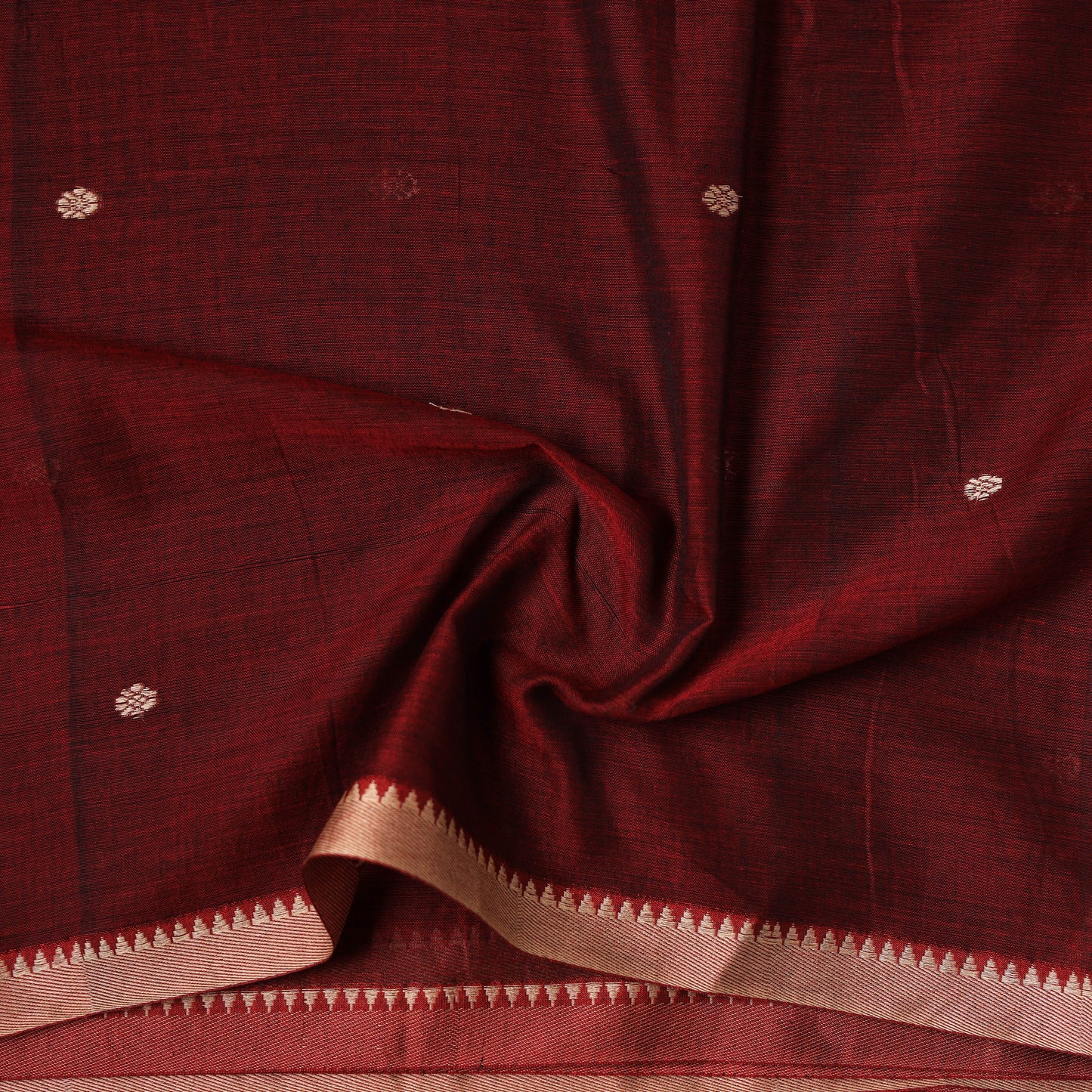 Dharwad Cotton Buti Plain Fabric with Thread Border 01