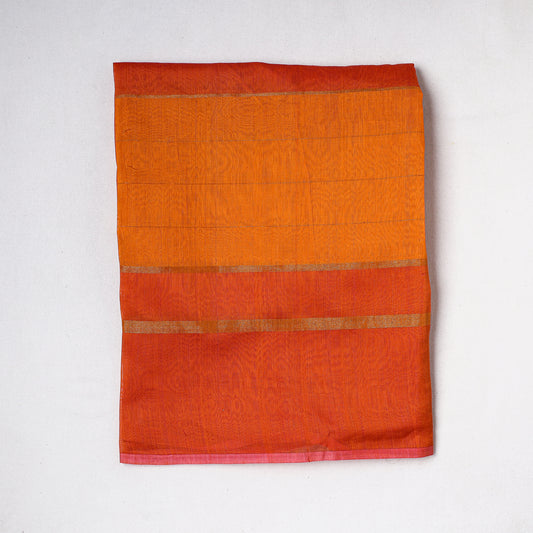 Orange - Traditional Chanderi Silk Handloom Precut Fabric (1.5 meter)