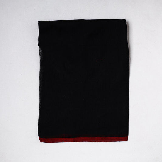 Black - Traditional Chanderi Silk Handloom Precut Fabric(1 meter)