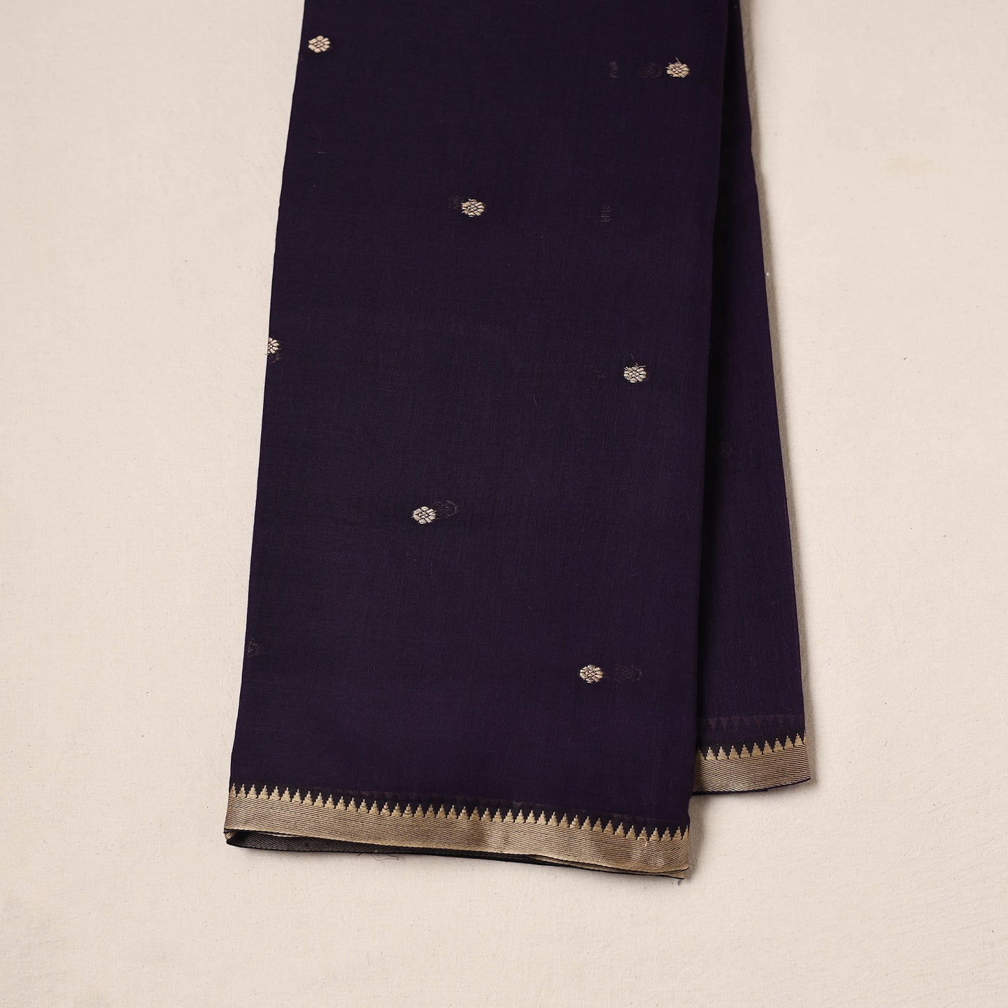 Dharwad Cotton Buti Plain Fabric with Thread Border 04