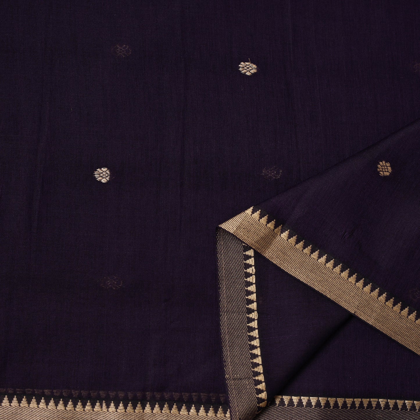 Dharwad Cotton Buti Plain Fabric with Thread Border 04