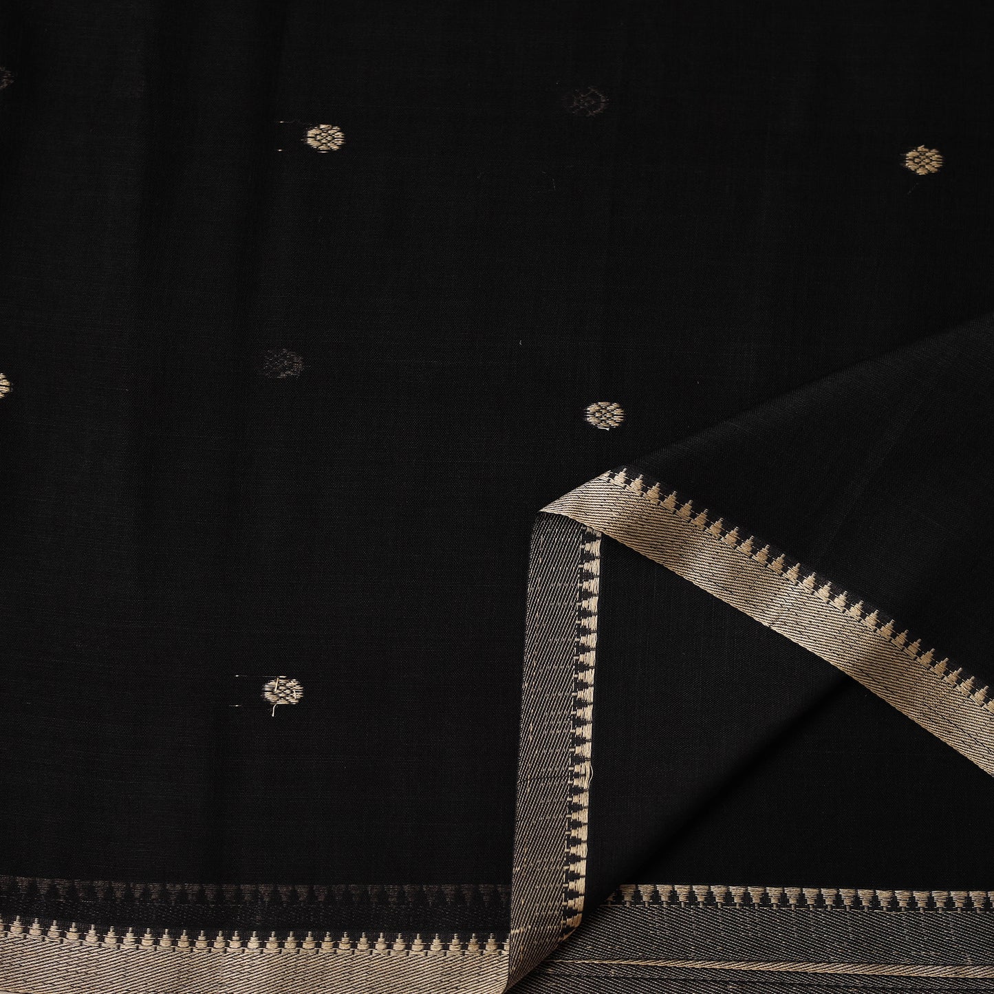 Dharwad Cotton Buti Plain Fabric with Thread Border 05