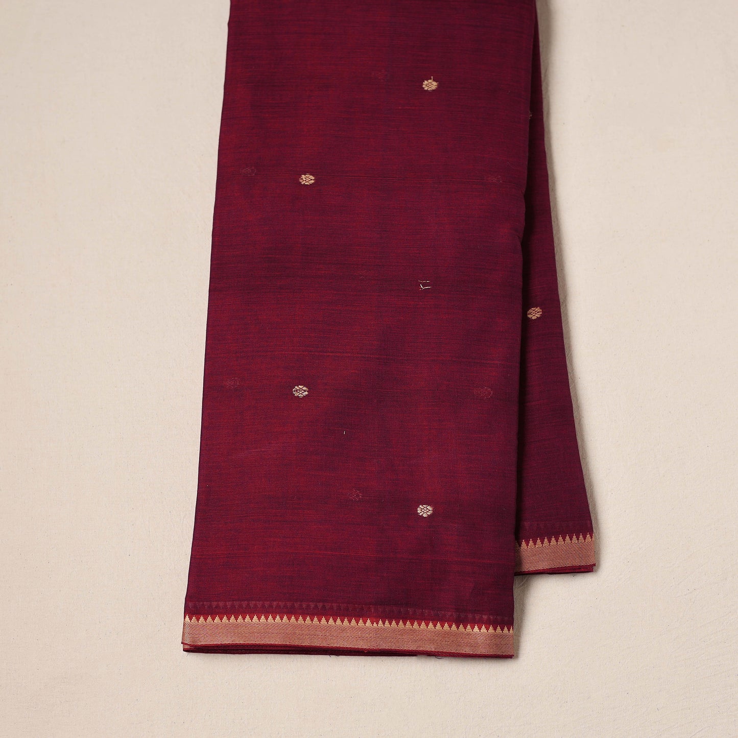 Dharwad Cotton Buti Plain Fabric with Thread Border 06