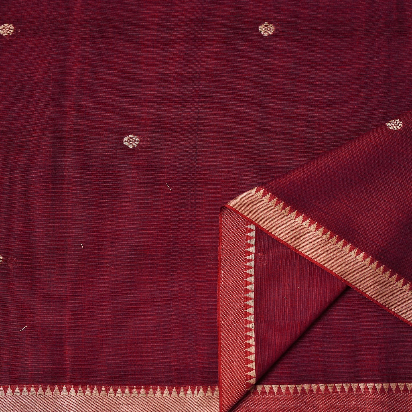 Dharwad Cotton Buti Plain Fabric with Thread Border 06