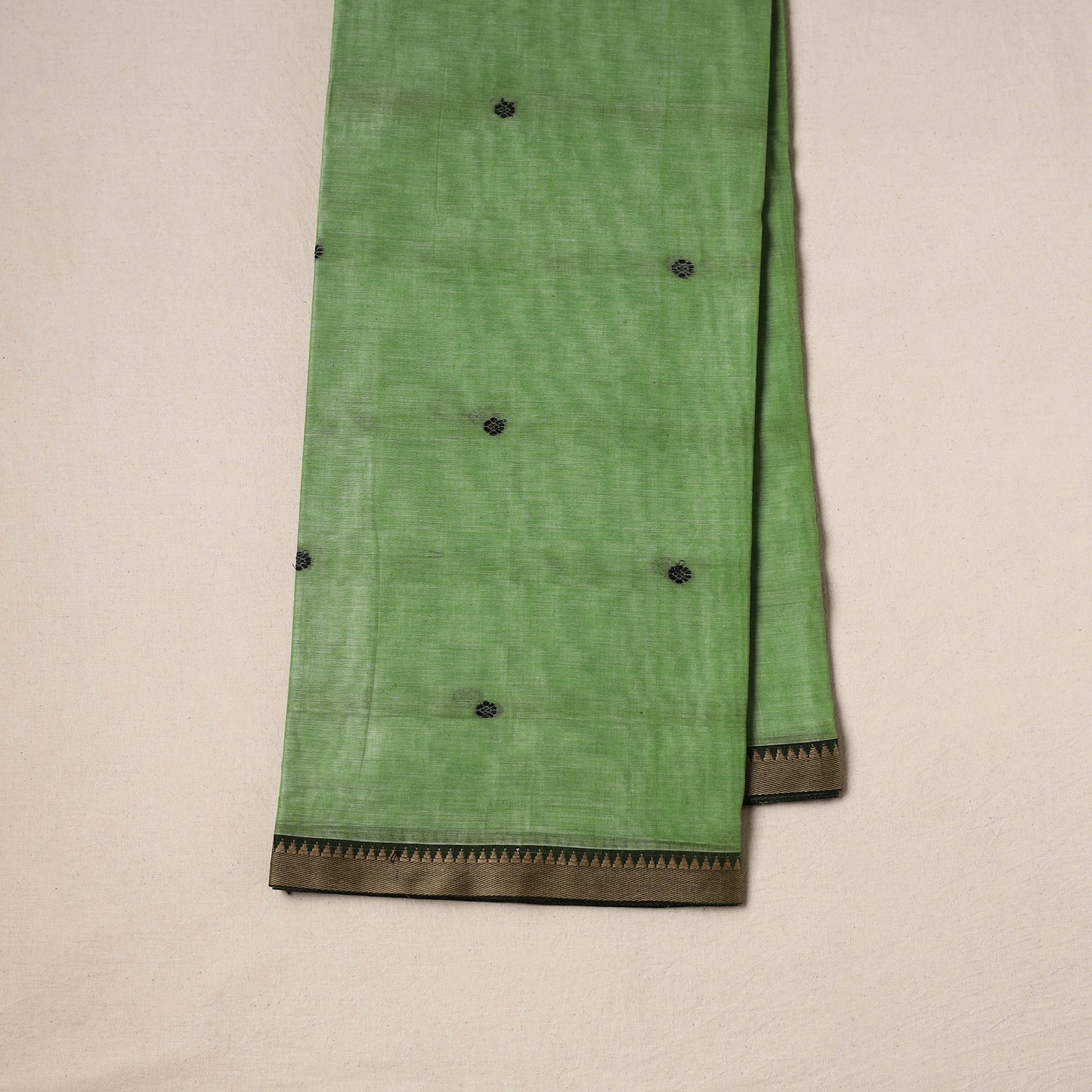Dharwad Cotton Buti Plain Fabric with Thread Border 07