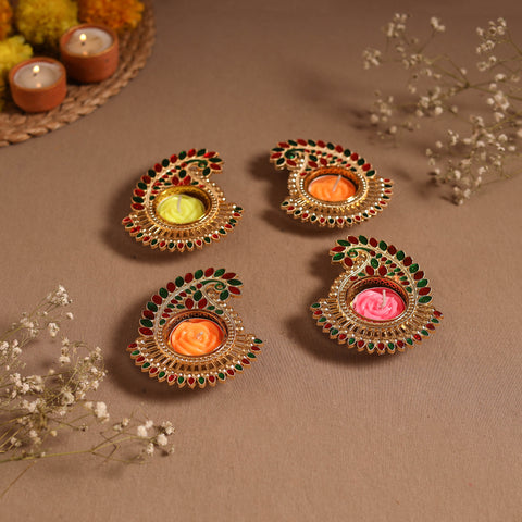Enamel work tealight candle holder (set of 4) 10