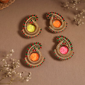 Enamel work tealight candle holder (set of 4) 10