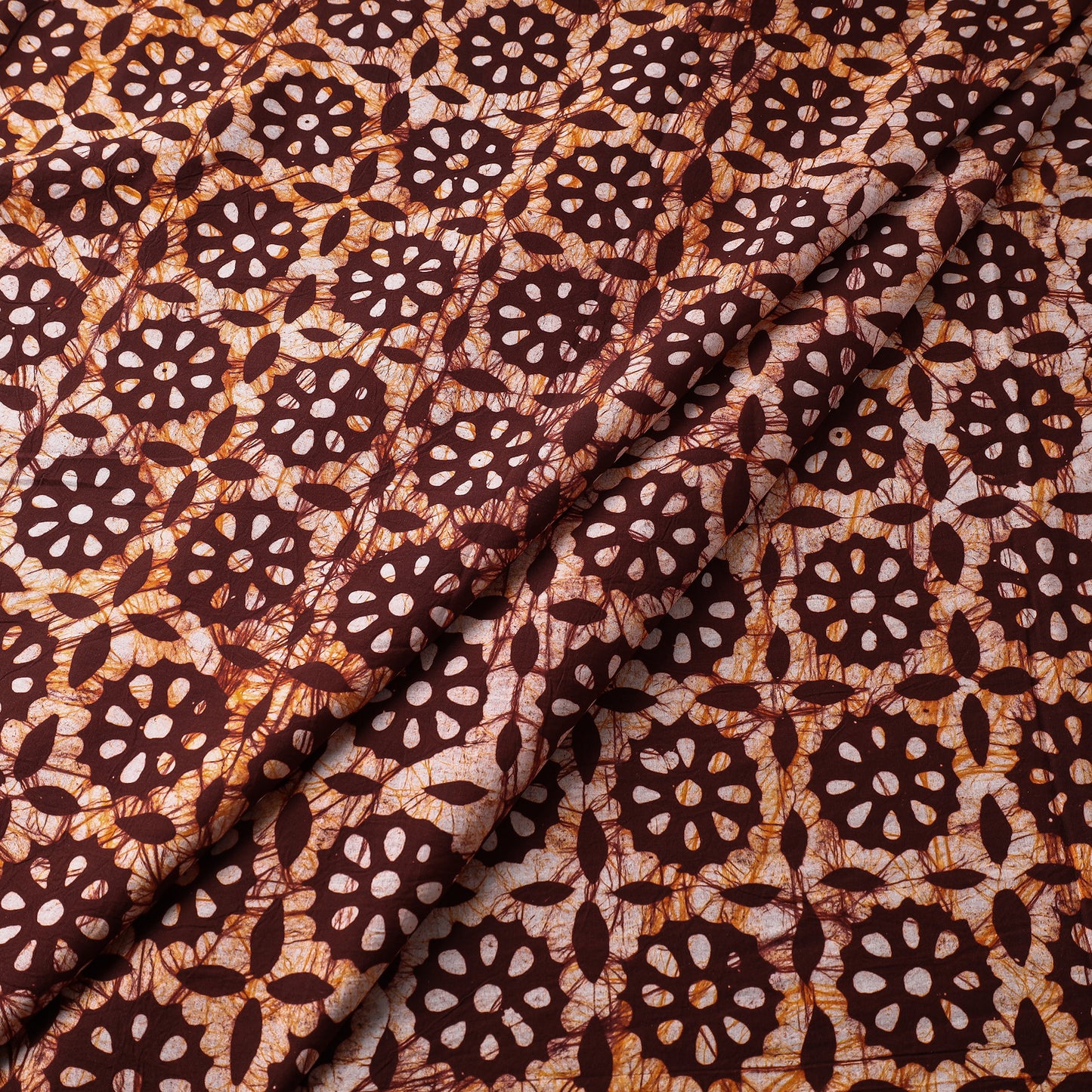 Brown - Hand Batik Printed Pure Cotton Fabric