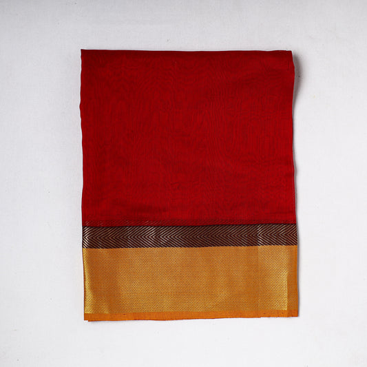 Red - Traditional Chanderi Silk Handloom Precut Fabric (1 meter)