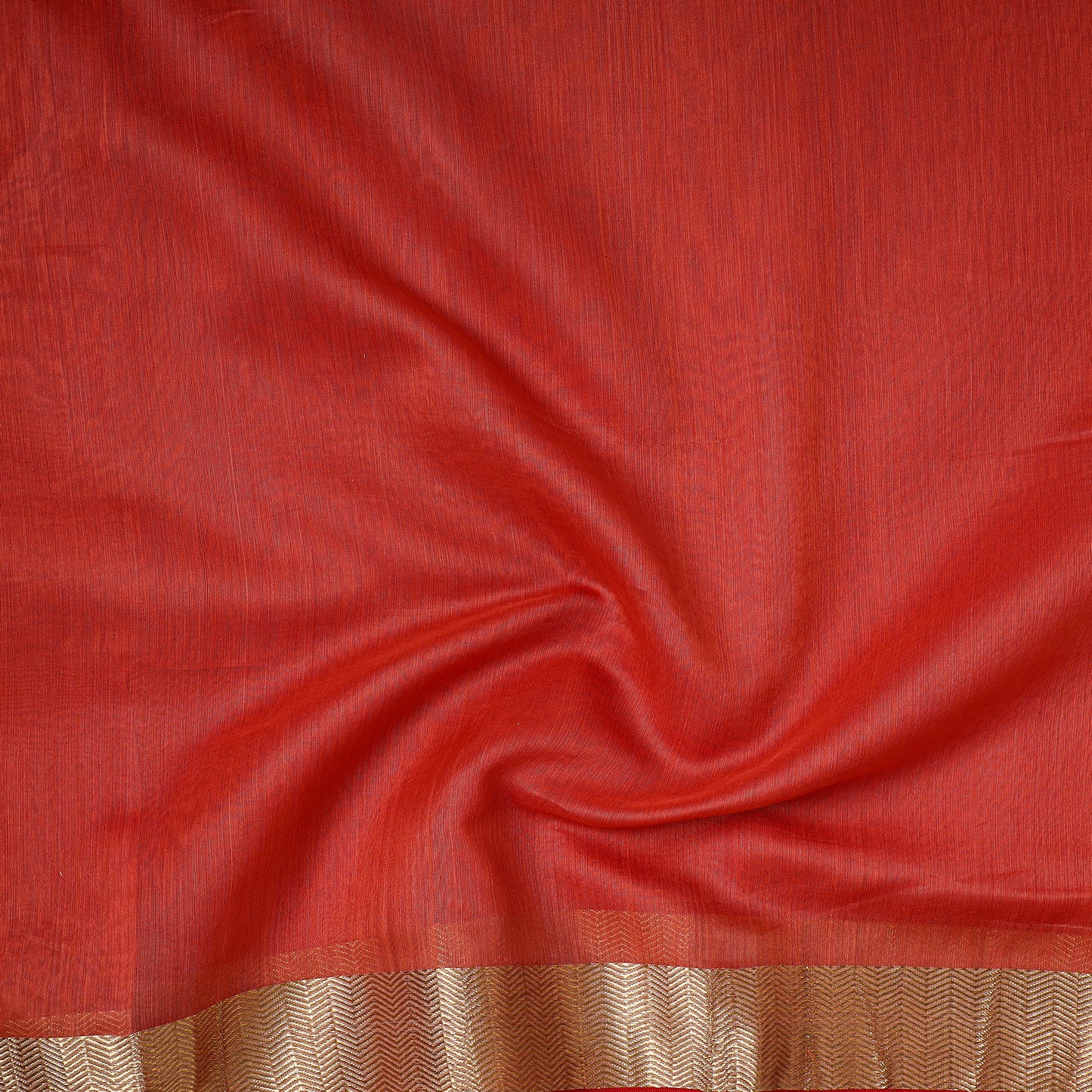 Orange - Traditional Chanderi Silk Handloom Precut Fabric (2.6 meter)