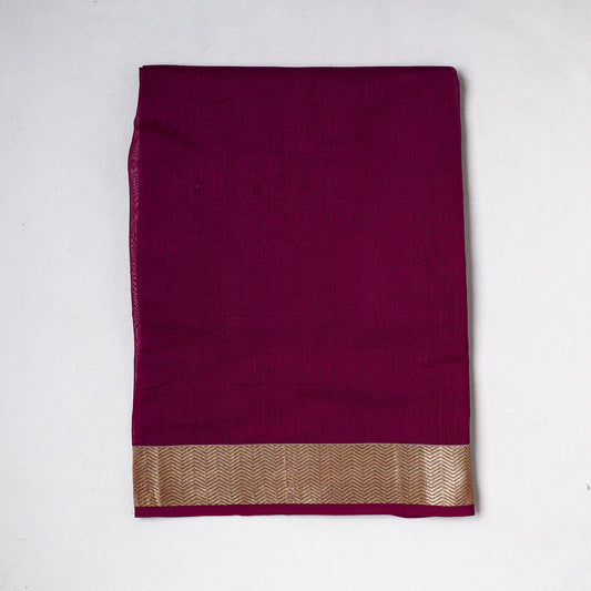 Purple - Traditional Chanderi Silk Handloom Precut Fabric (0.7 meter)