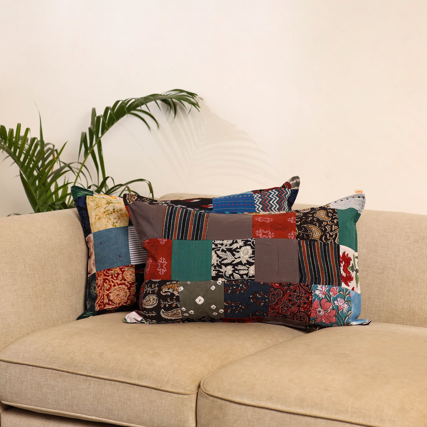 Set of 2 Patchwork Pillow Covers 96