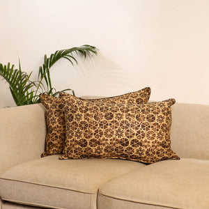 Beige - Set of 2 Akola Hand Block Print Pillow Covers 98