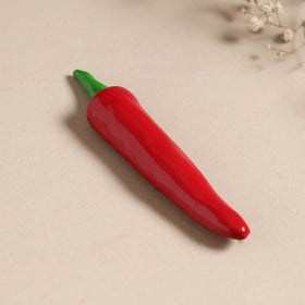 Red chilli - handpainted terracotta magnet 03 - handcrafted