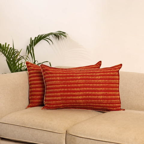 Set of 2 Akola Hand Block Print Pillow Covers 100