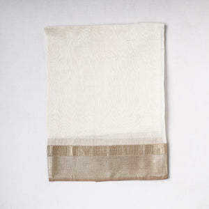 White - Traditional Chanderi Silk Handloom Precut Fabric (0.8 meter)