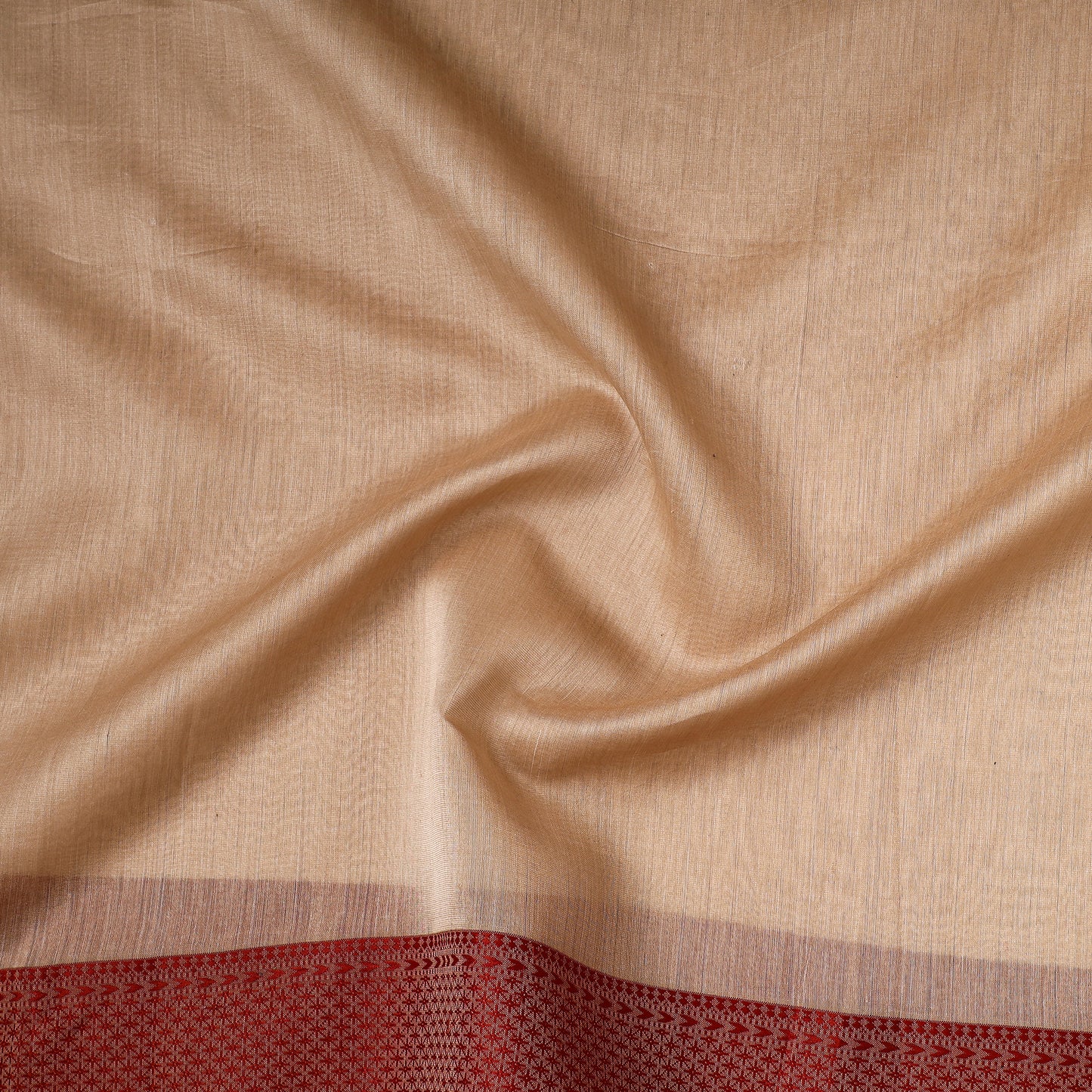 Beige - Traditional Chanderi Silk Handloom Precut Fabric (1.1 meter)