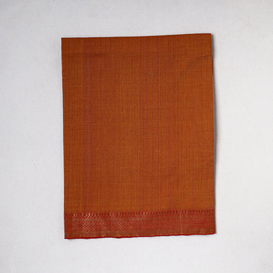 Orange - Traditional Maheshwari Silk Handloom Precut Fabric (1 Meter)