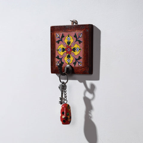  Original Blue Pottery Ceramic Tile Wall Hook Hanger (1 Peg) 