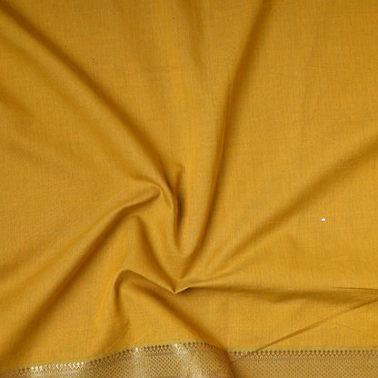 Yellow - Traditional Maheshwari Silk Handloom Precut Fabric (1.8 Meter)
