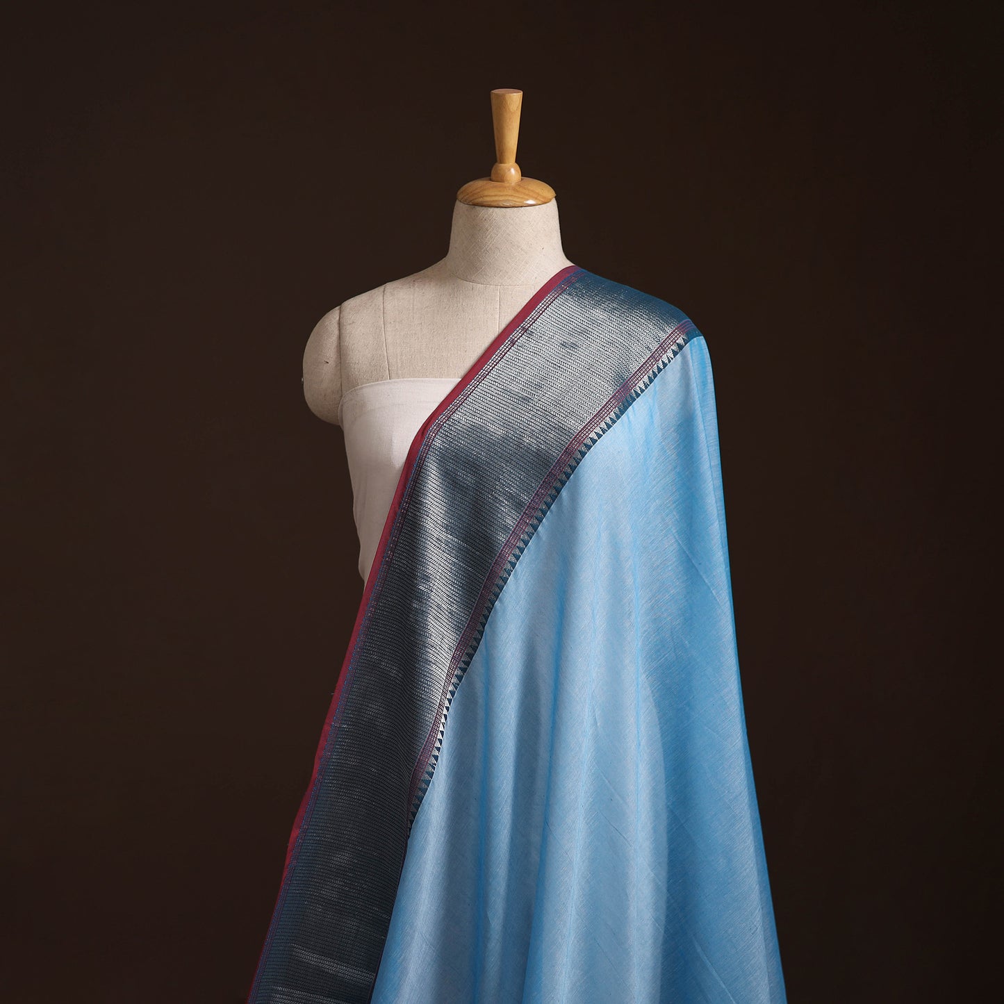 Dharwad Cotton Plain Fabric with Zari Border 20