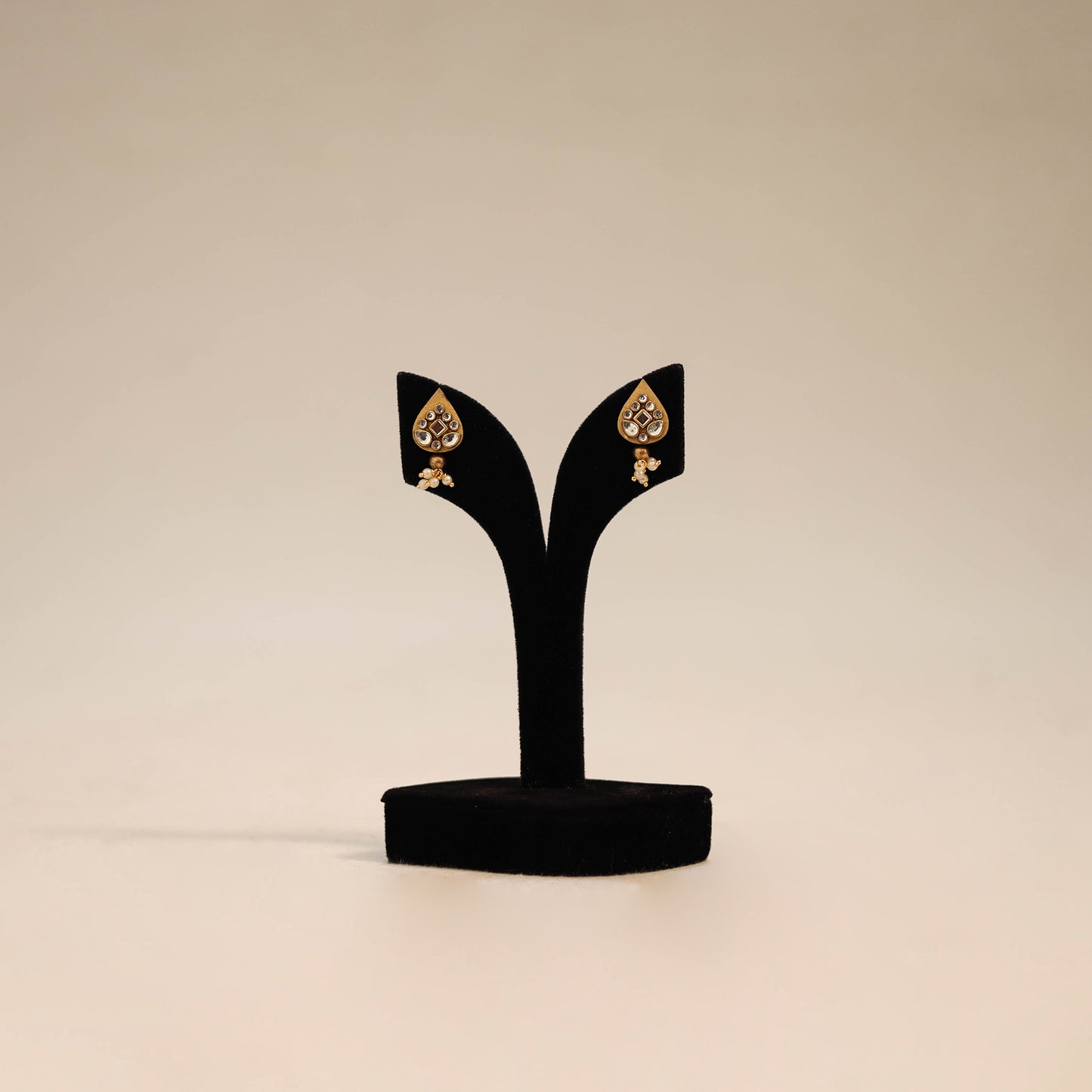 Yellow - handmade kundan work earrings 86 - handcrafted