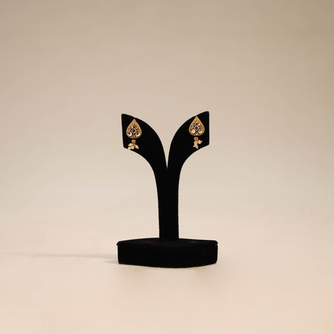 Yellow - handmade kundan work earrings 86 - handcrafted