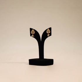 Yellow - handmade kundan work earrings 86 - handcrafted