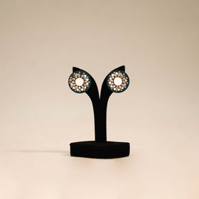 Green - handmade kundan work earrings 88 - handcrafted