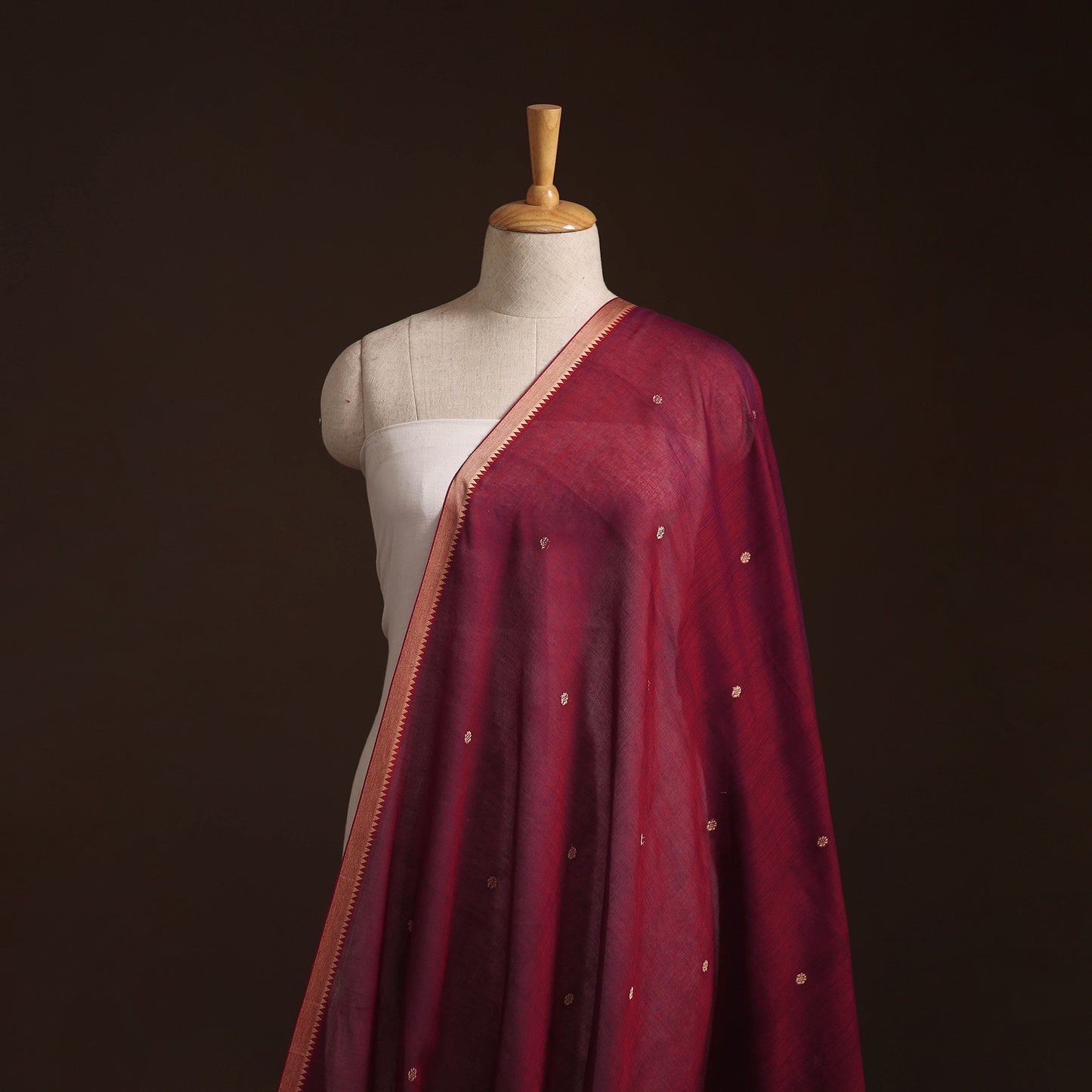 Dharwad Cotton Buti Plain Fabric with Thread Border 06