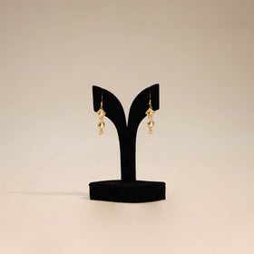 Yellow - handmade kundan work earrings 90 - handcrafted