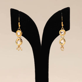 Yellow - handmade kundan work earrings 91 - handcrafted