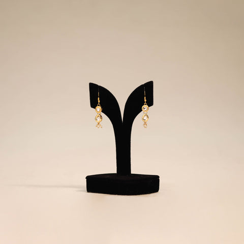 Yellow - handmade kundan work earrings 91 - handcrafted