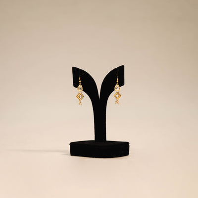 Yellow - handmade kundan work earrings 92 - handcrafted