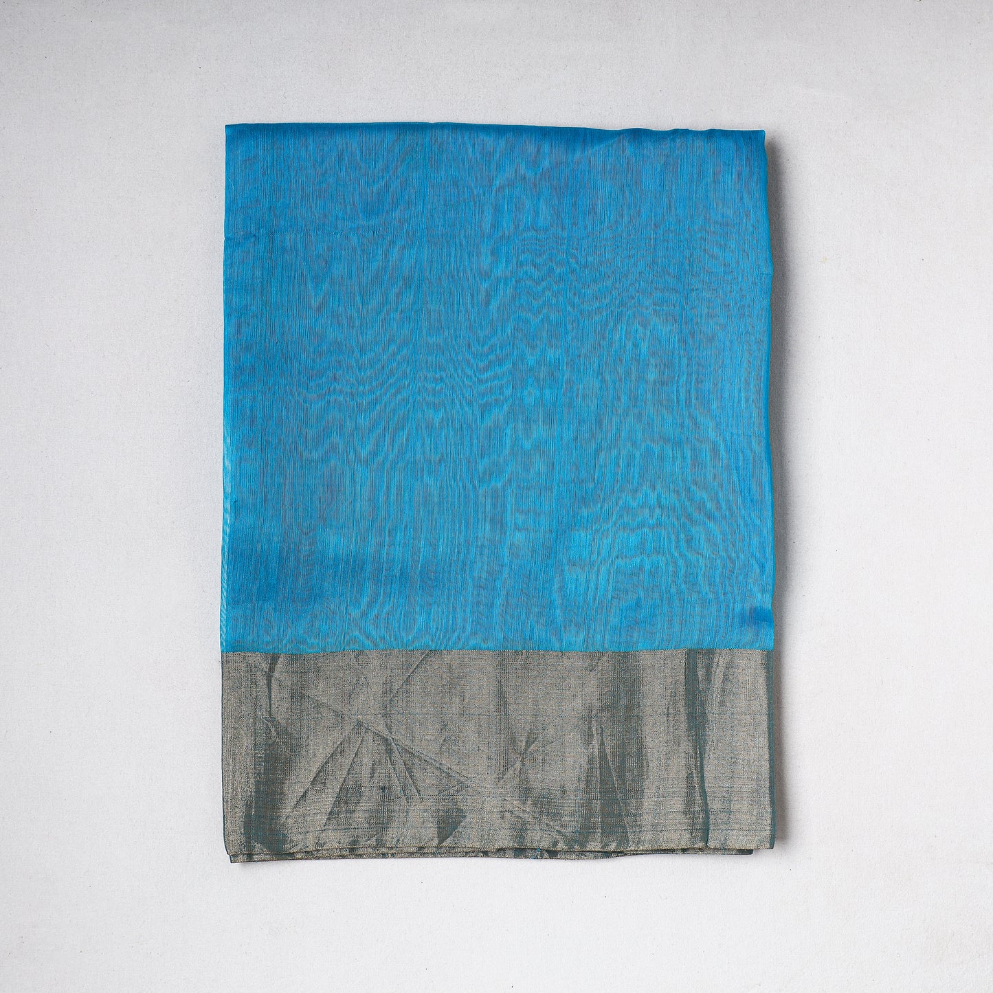 Blue - Traditional Maheshwari Silk Handloom Precut Fabric (1.5 Meter)