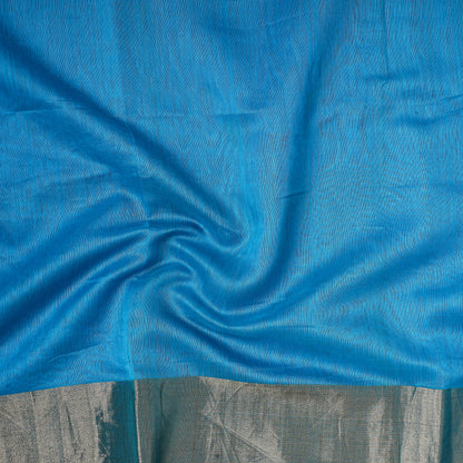 Blue - Traditional Maheshwari Silk Handloom Precut Fabric (1.5 Meter)