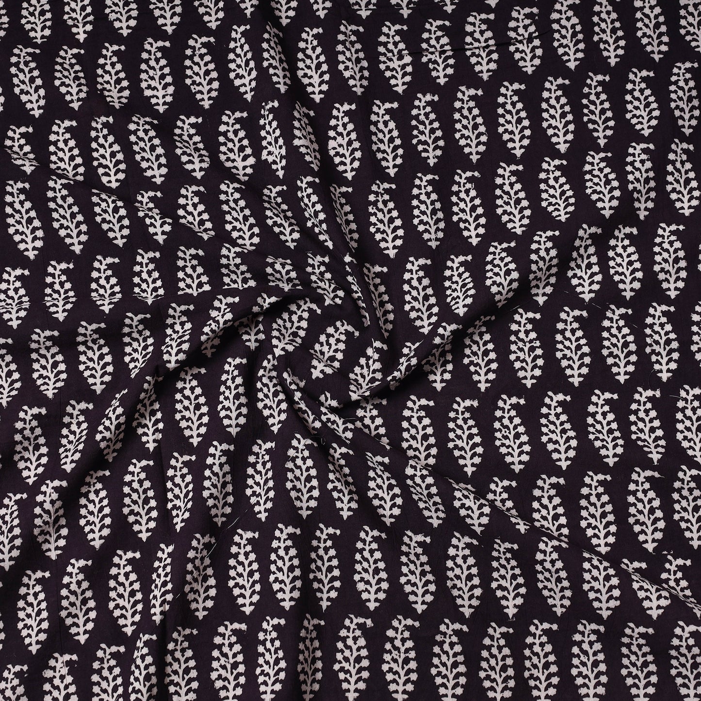 Black - Bagh Block Printed Cotton Precut Fabric (1.2 meter) 70