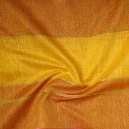 Yellow - Traditional Maheshwari Silk Handloom Precut Fabric (2 Meter)