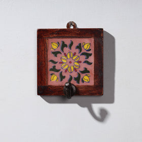  Original Blue Pottery Ceramic Tile Wall Hook Hanger (1 Peg) 