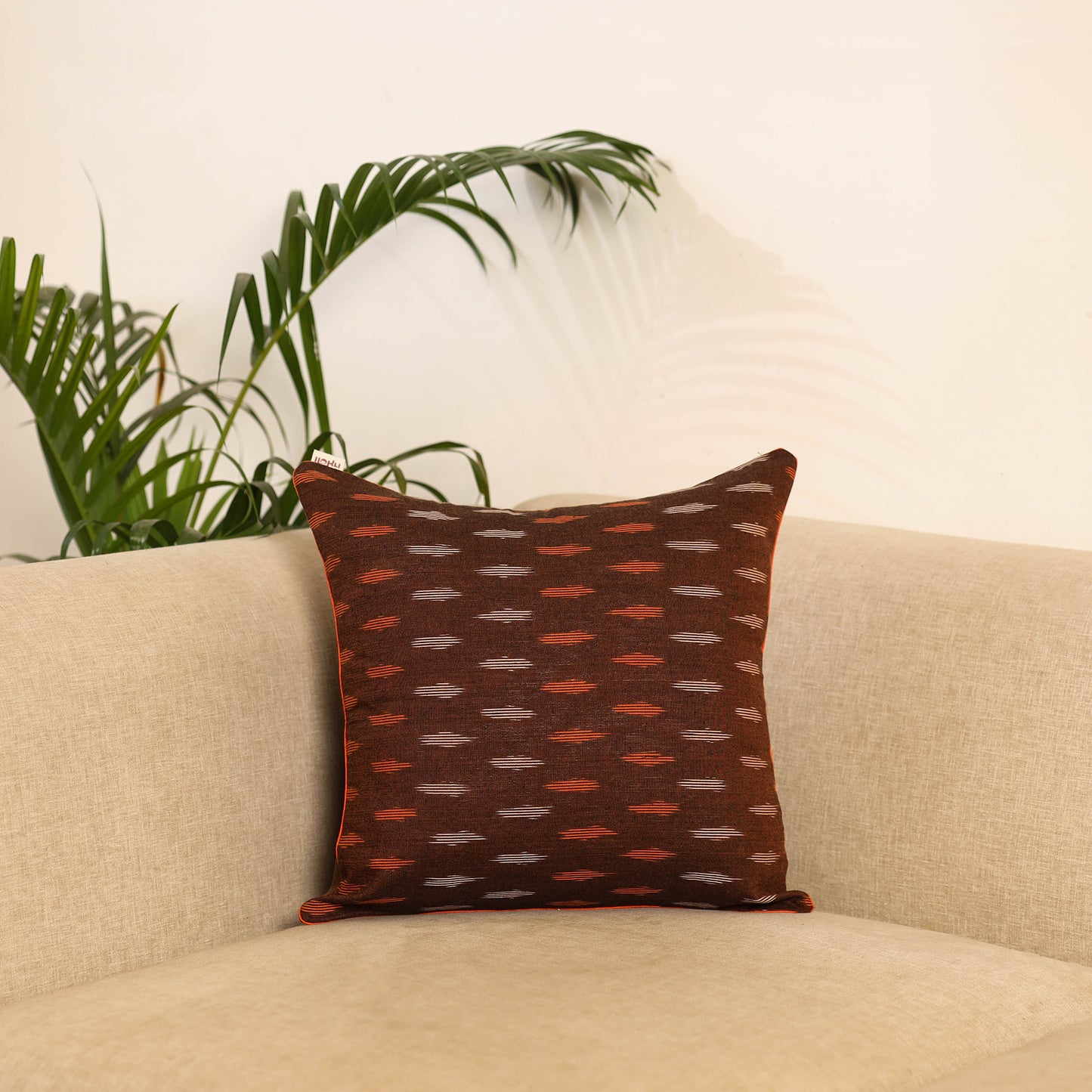 Brown - Pochampally Ikat Cushion Cover 20